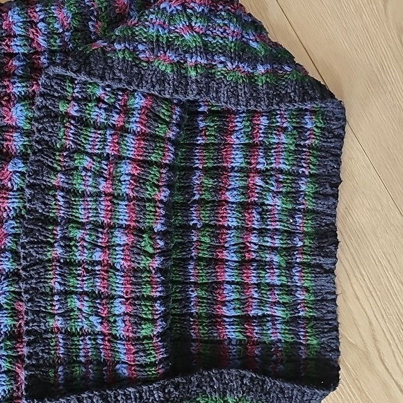 Liz Claiborne Aran Cable Knit Striped Ramie Granny Pullover Sweater Medium - Picture 11 of 12